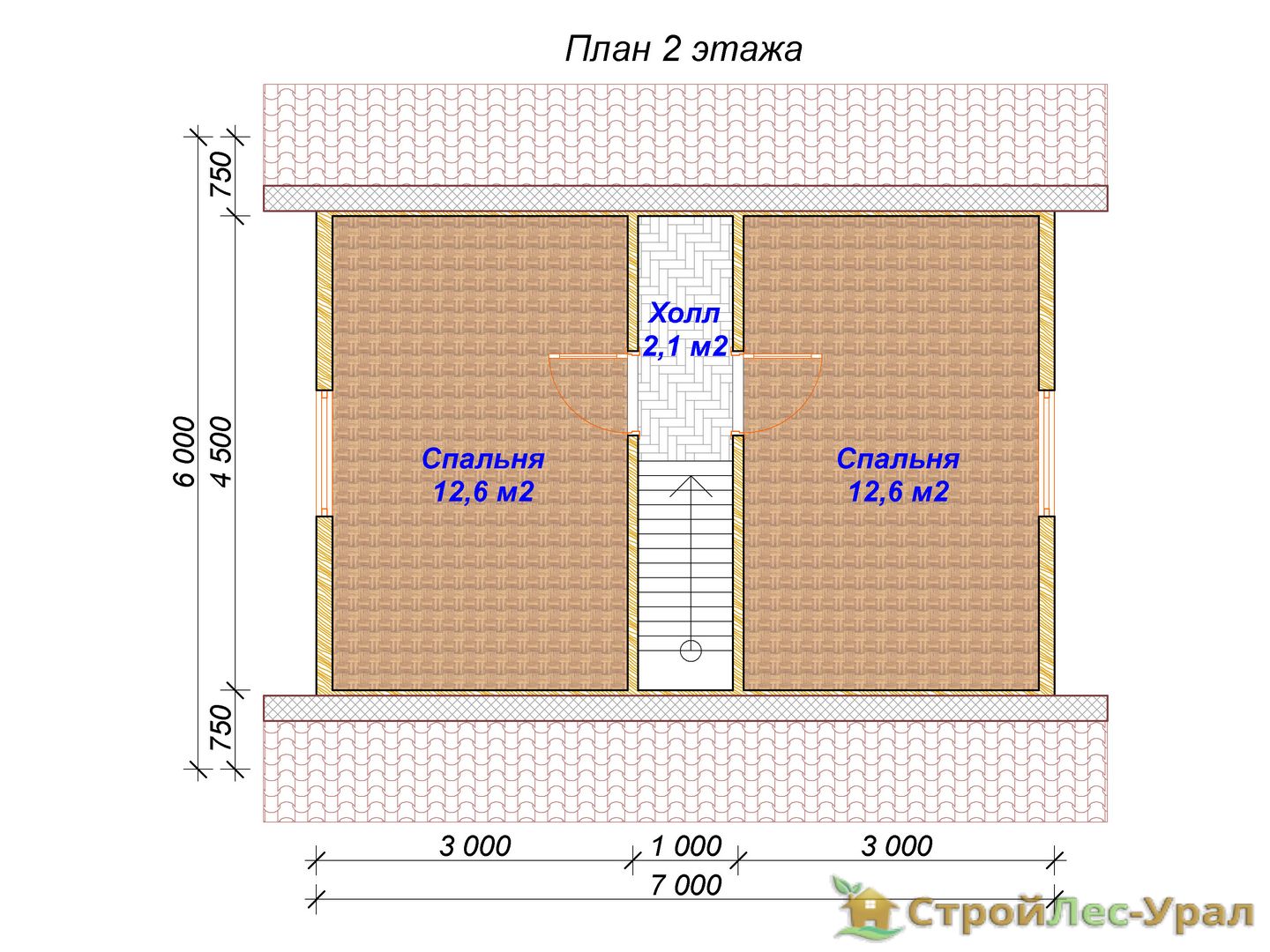 Проект дома ДБ-67 (7х7.5м), площадью 64м² из бруса 150х150мм | Стройлес-урал